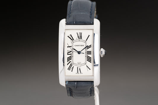 18k White Gold Cartier Tank Americaine Model 1741 Large Size Automatic with Box and Booklet