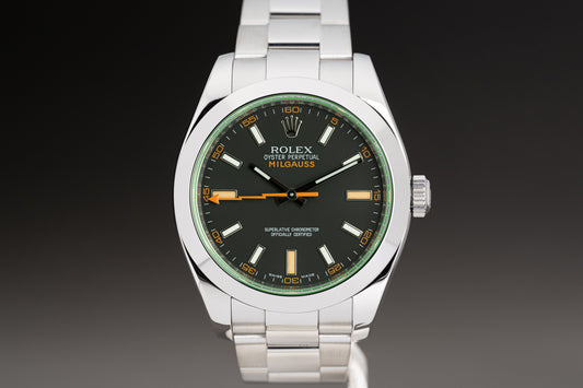 2009 Rolex Milgauss 116400V Green Crystal with Box, Card, Booklets & Hang Tags