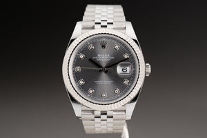 2022 Rolex 126334 Gray Datejust 41mm w/ 10 Factory Diamond Markers & Full Set