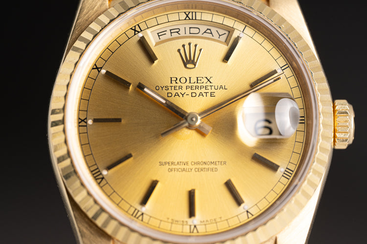 1991 Rolex Day-Date Champagne Dial with Box, Booklets & Hangtags