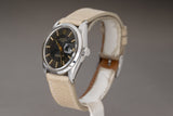 1971 Rolex Date Model 1500 with Gray Dial, Gilt Hands, Gilt Baton Markers on Strap with Service Papers