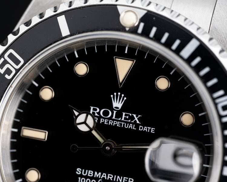 1990 Rolex Submariner 16610 Creamy Tritium Lume Plots & Hands, Box & Hangtag