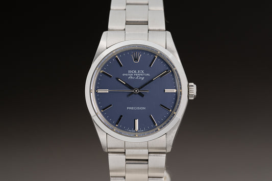 1987 Rolex Oyster Perpetual Air King 5500 Blue Dial Smooth Bezel