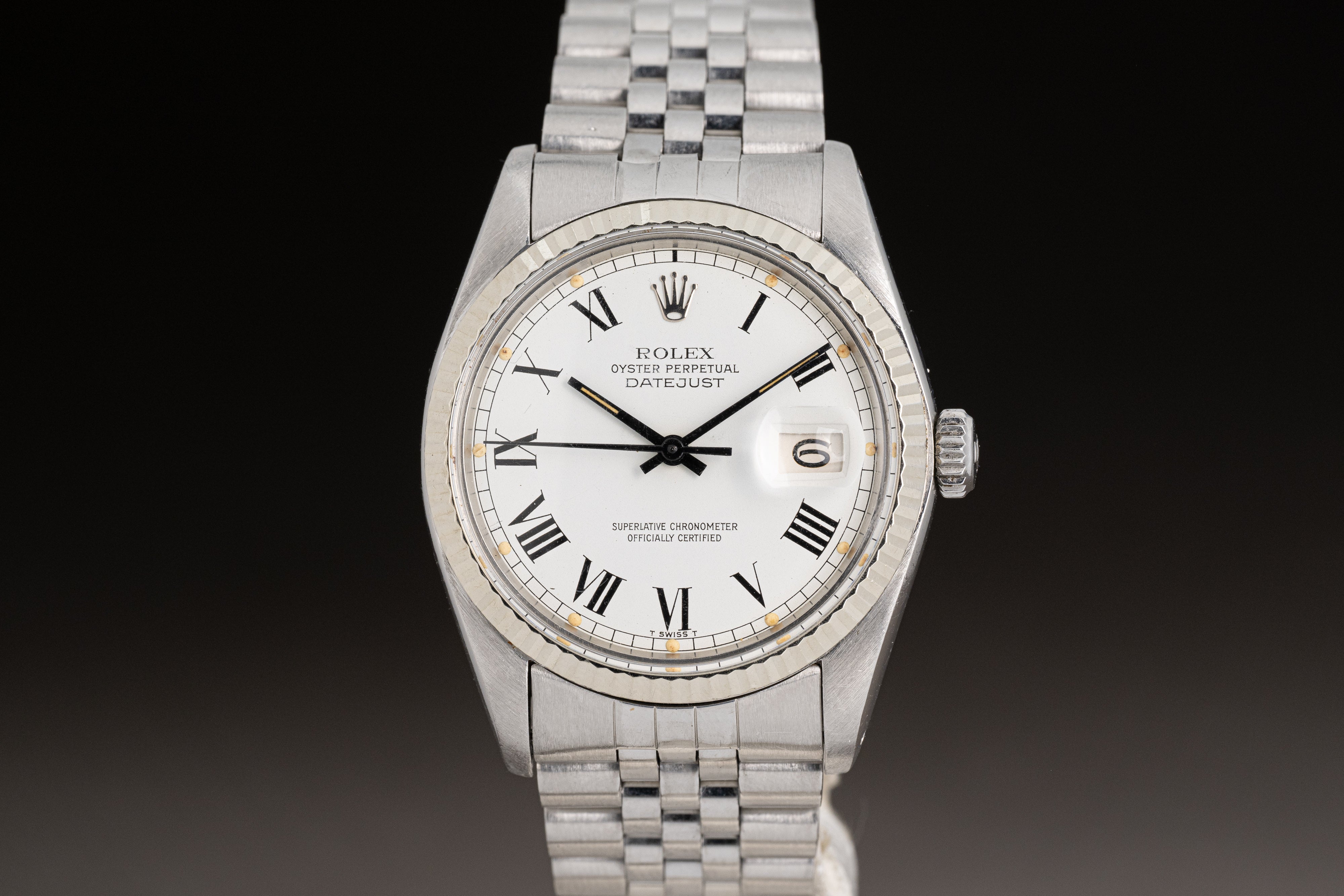 HQ Milton 1977 Rolex Datejust White Roman Dial Pumpkin Hour