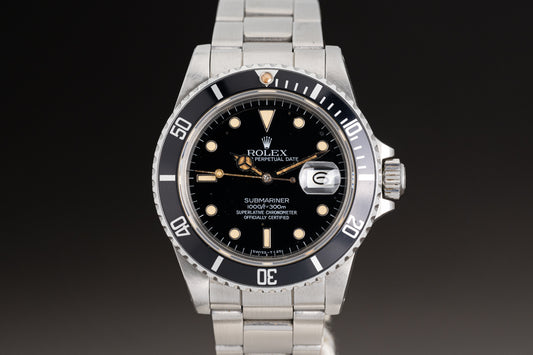 1984 Rolex Submariner 16800 Glossy Dial White Gold Surround Markers Creamy Lume Plots & Hands