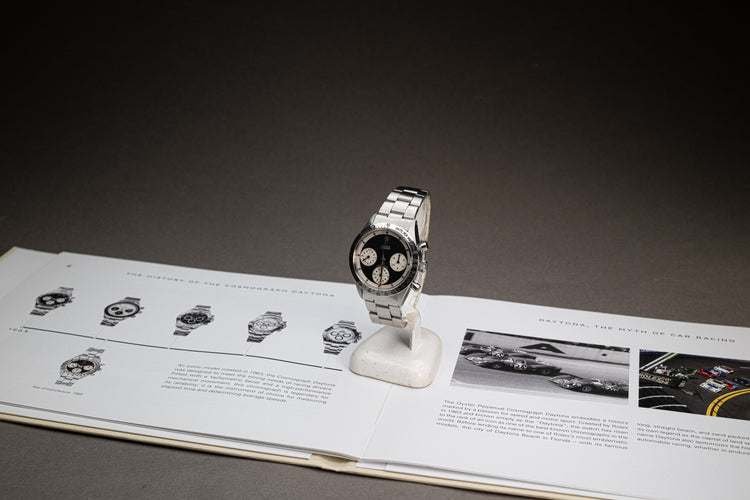 1969 Rolex 6239 "Paul Newman" Cosmograph Daytona MK1 Black Dial & White Sub Dials serviced at Rolex Geneva w/ Service Booklet and Box