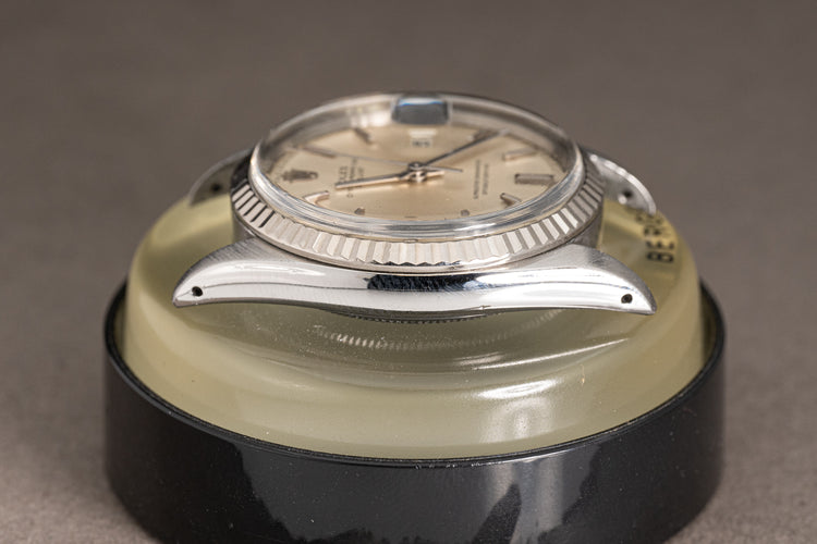 1969 Rolex 1601 Datejust Silver Stick Dial 18k Fluted Bezel folded Jubilee Bracelet