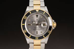 2006 Rolex 18k/St 16613 Submariner Slate Gray w/ Sapphire & Diamond Serti Dial, Papers, Box, Booklets, Anchor & Hangtag