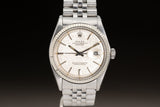 1975 Rolex 1601 Datejust Silver Linen Dial Beautiful Creamy Hands & Lume Plots all intact w/ Jubilee Bracelet