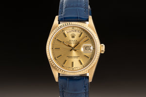 1986 Rolex Day-Date 18038 Spanish Date Wheel Champagne Dial