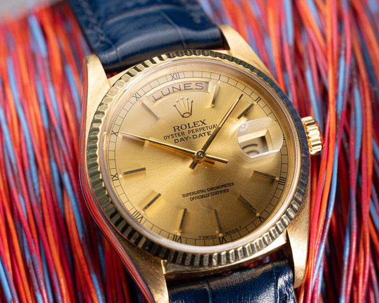 1986 Rolex Day-Date 18038 Spanish Date Wheel Champagne Dial