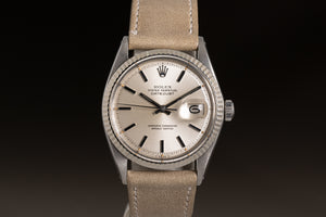 1970 Rolex 1601 Datejust Silver Stick Pan Pie Dial