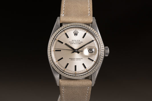 1970 Rolex 1601 Datejust Silver Stick Pan Pie Dial