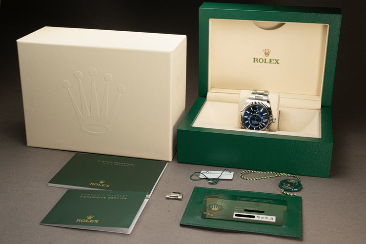 2023 Rolex Sky-Dweller Model 336934 Blue Dial w/ Oyster Bracelet, Box, Card, Booklets & Hangtags