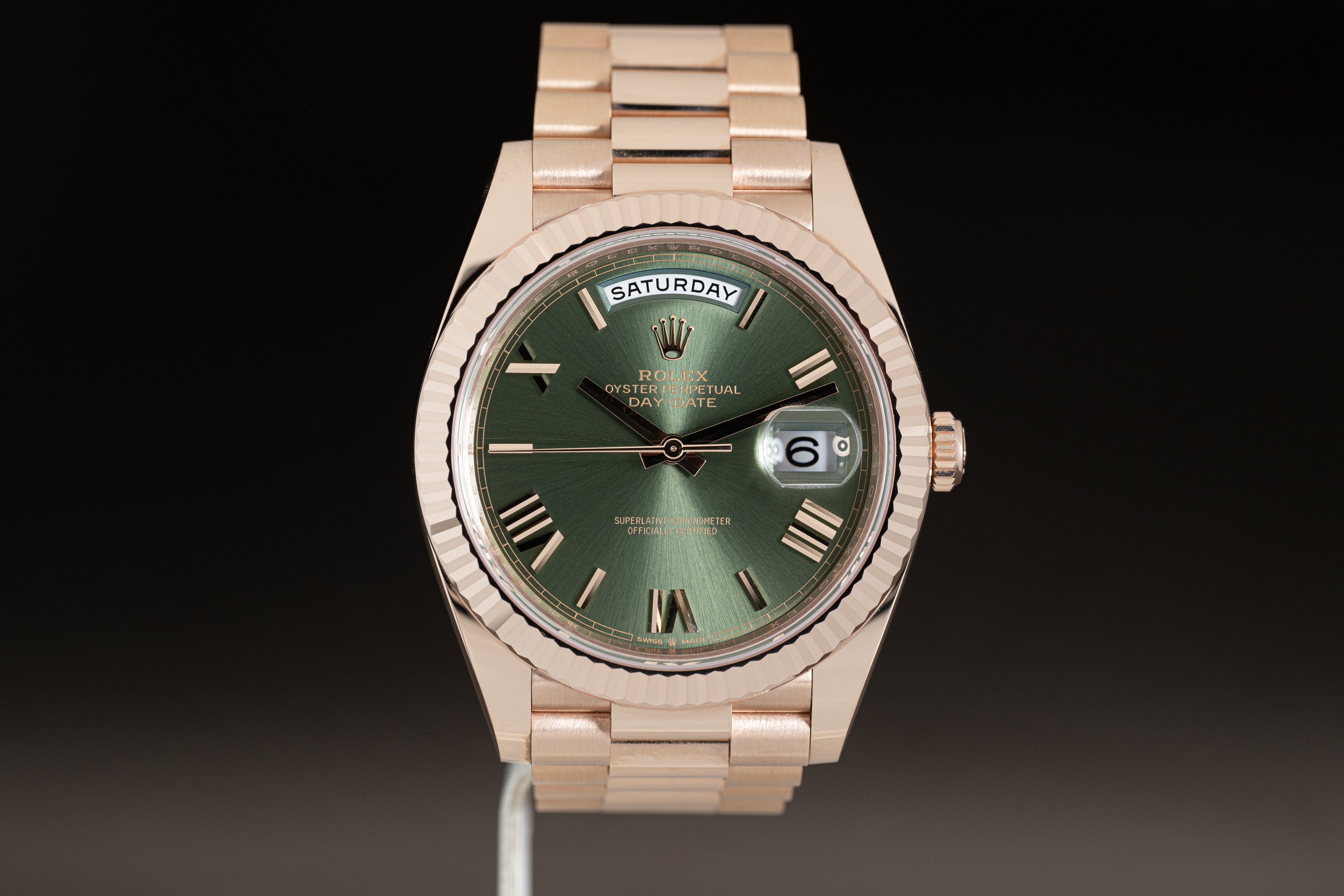 HQ Milton - 2023 Rolex 40mm Day Date 228235 18K Rose Gold Olive