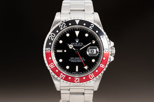 1996 Rolex 16710 GMT Master II Coke Bezel, Box, Papers & Chrono Tag