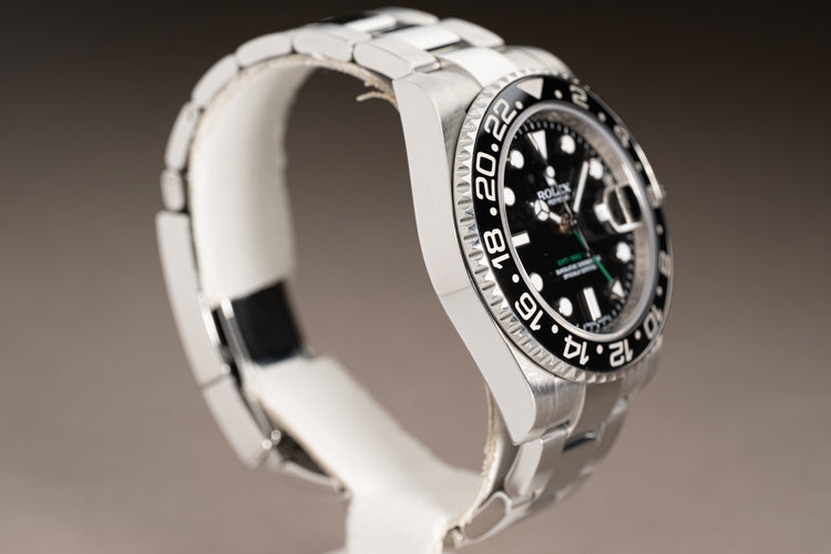 2009 Rolex GMT Master II 116710 Black Index Dial Box, Booklets, Card, Hangtag & Chrono Tag