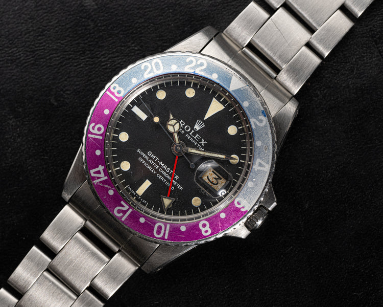 1968 Rolex GMT Master 1675 Mk 1 Dial Long E with Fuchsia Insert