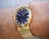 1972 18k Patek Philippe & Co. 3594 Signed Arté Suizo Blue Sigma Dial with White Roman Numerals Hour Markers & Hands