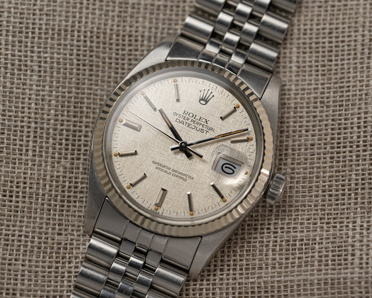 1983 Rolex 16014 Datejust Silver Linen Dial w/Creamy Lume Markers and Hands