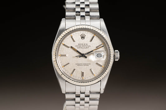 1983 Rolex 16014 Datejust Silver Linen Dial w/Creamy Lume Markers and Hands