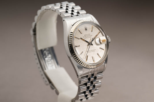 1983 Rolex 16014 Datejust Silver Linen Dial w/Creamy Lume Markers and Hands