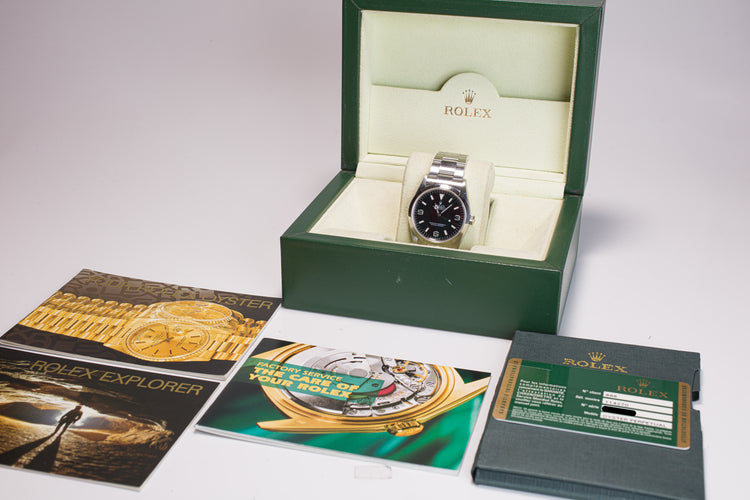 2009 Rolex Explorer 114270 Swiss made dial Box, Card, Booklets & Chrono Tag