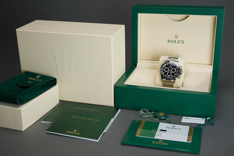 2019 Rolex 116500LN Daytona Black Dial Box, Card, Booklets & Hangtags