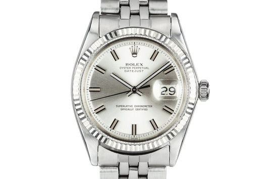 1968 Rolex DateJust 1601 with Silver No Lume "Wide Boy" Dial