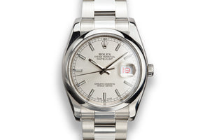 2006 Rolex DateJust 116200 Silver Dial with Roulette Date Wheel