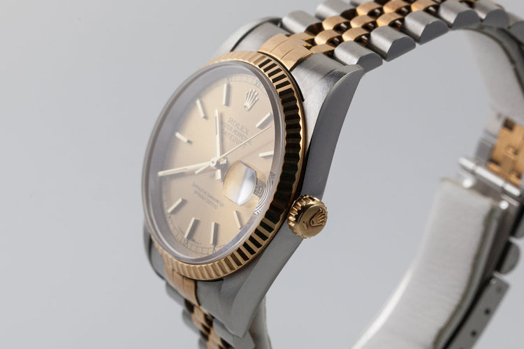 1995 Rolex Two Tone DateJust 16233 Gold Dial With Box and Papers