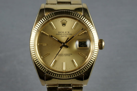1980 Rolex 14K Date 1503 with riveted 57 end link bracelet