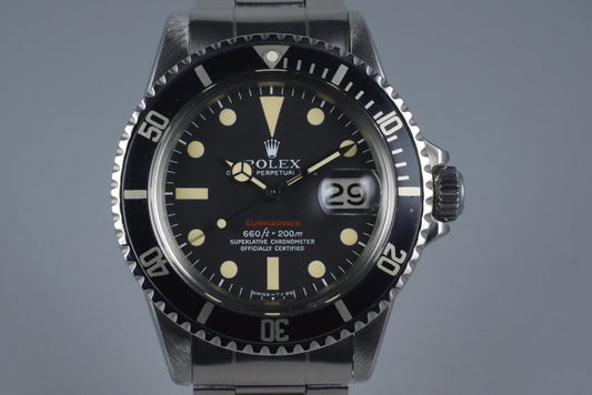 1972 Rolex Red Submariner 1680 Mark V Dial with Box and Papers