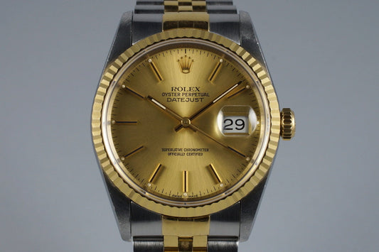1991 Rolex Two Tone DateJust 16233 Champagne Dial
