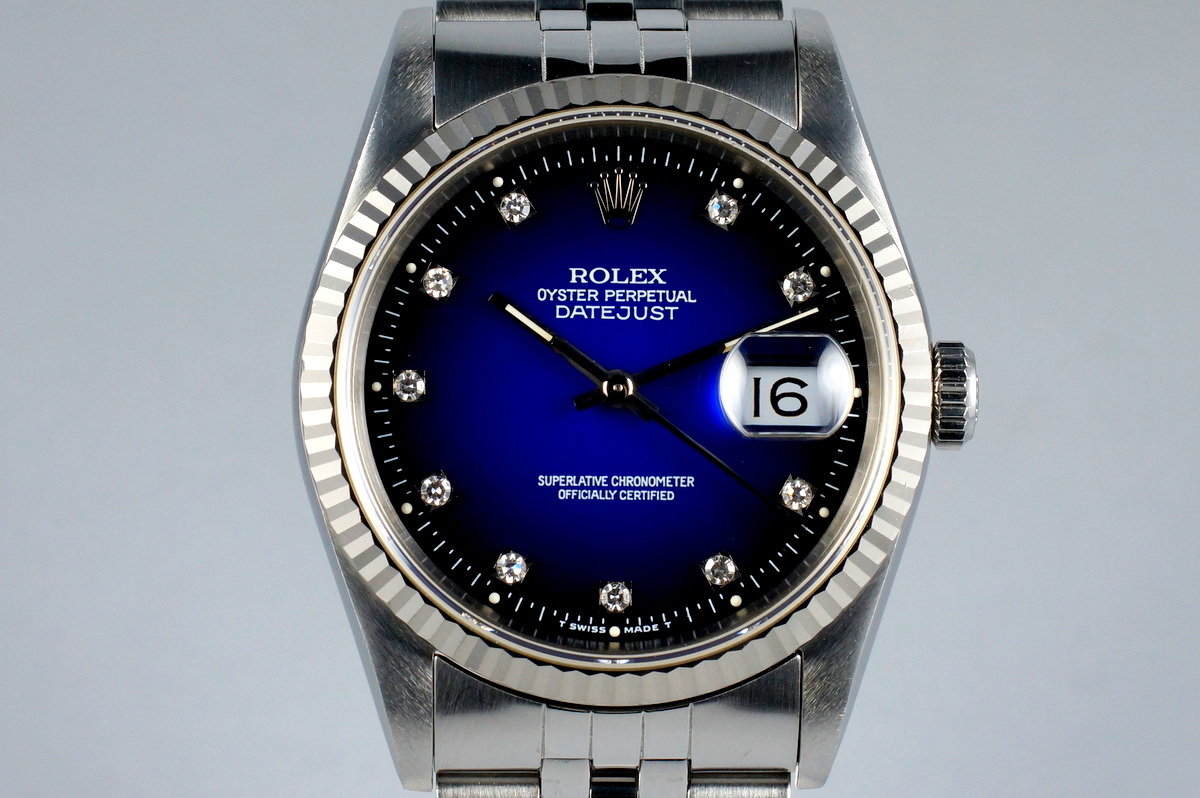 HQ Milton - 1991 Rolex DateJust 16234 with Factory Blue Vignette 