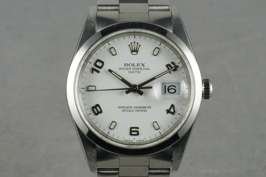 2000 Rolex White Arabic Dial Date 15200 With Box & Papers