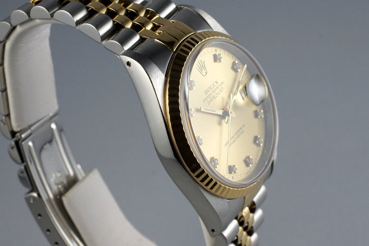 1990 Rolex Two Tone DateJust 16233 with Factory Champagne Diamond Dial