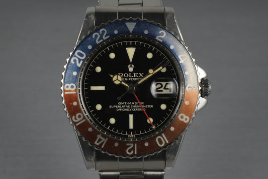 1960 Rolex GMT 1675 PCG with Glossy Gilt Chapter Ring Dial