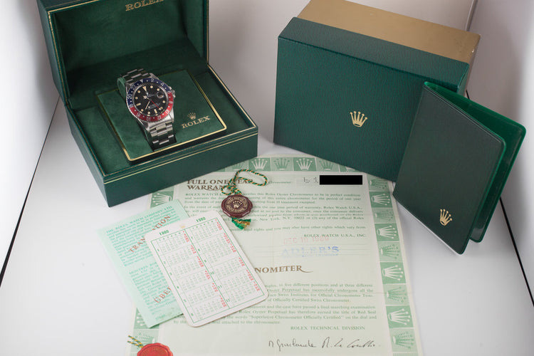 1979 Rolex GMT-Master 16750 Matte Dial with "Pepsi" Insert and Box and Papers