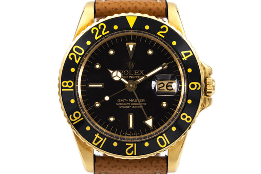 1970 Rolex 18K YG GMT 1675 Black Dial