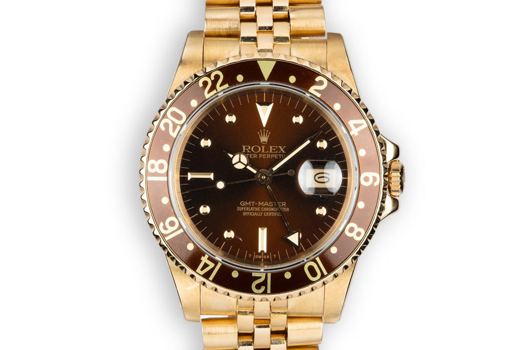 HQ Milton 1984 Rolex 18K YG GMT-Master 16758 with Root Beer