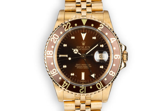 1984 Rolex 18K YG GMT-Master 16758 with Root Beer Nipple Dial