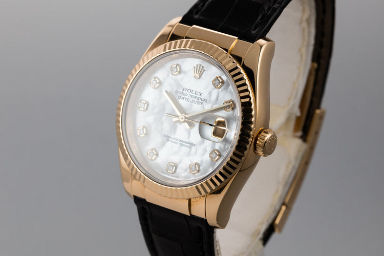 2003 Rolex 18K Gold DateJust 116138 with Mother of Pearl Diamond Dial