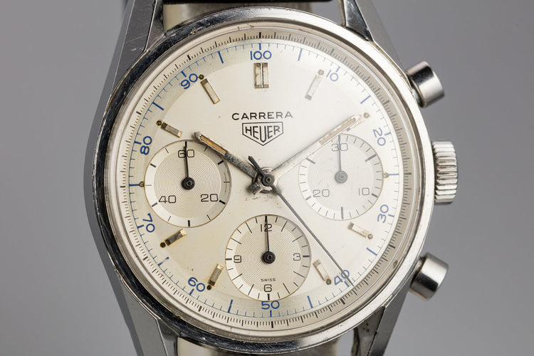 Heuer Carrera 2447 D with Early "Pie Pan" Dial and Sun Stamp Buckle