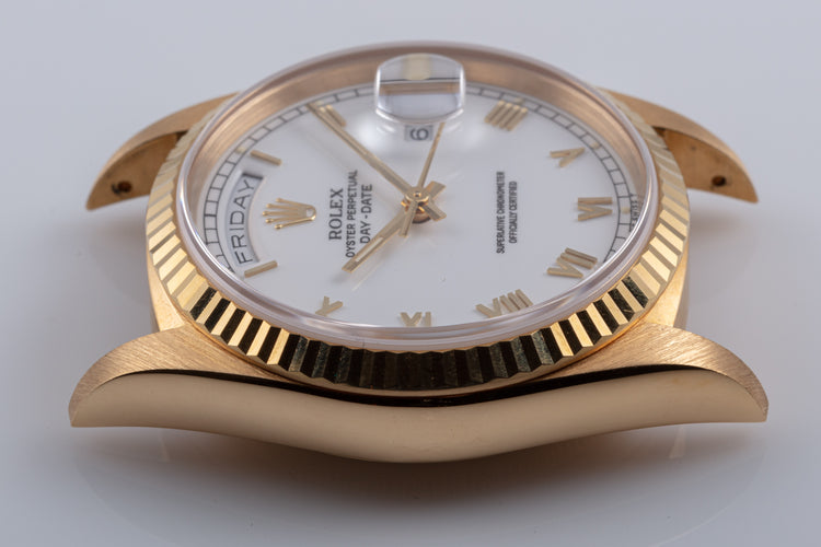 1995 Unpolished Rolex Day-Date 18238 White Dial, Gold Roman Numerals