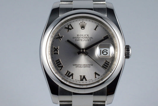 2005 Rolex Datejust 116200 Silver Roman Numeral Dial