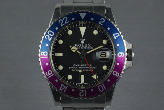 1967 Rolex GMT 1675 with Mark 1 Dial and Fuchsia bezel