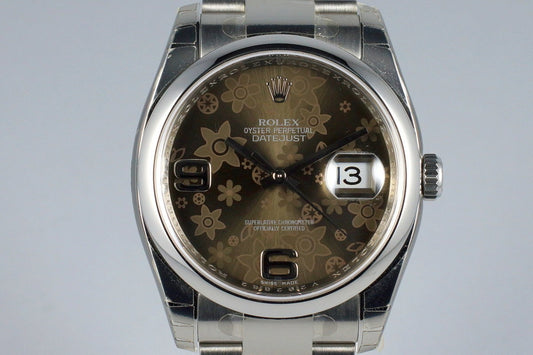 2009 Rolex Datejust 116200 Brown Flower Dial MINT