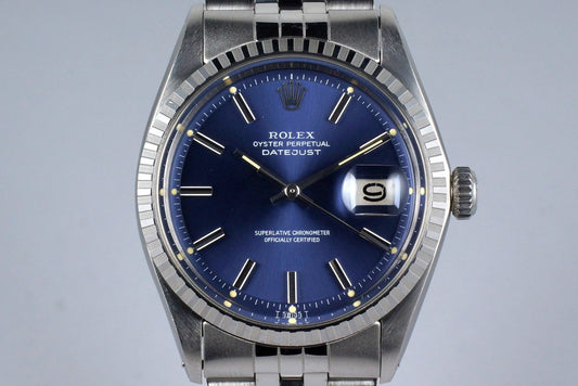 1972 Rolex DateJust 1603 Blue Dial with Box and Papers