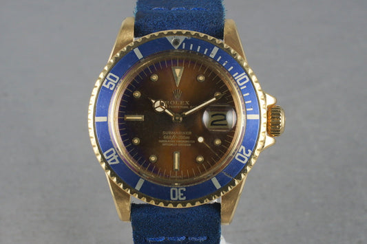 1975 Rolex 18K Yellow Gold Submariner 1680 with Tropical Blue Dial